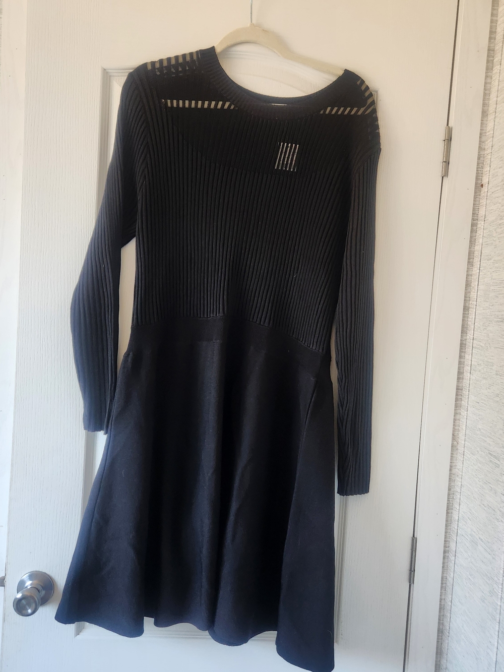 Cato Black Ribbed Knit Fit & Flare Midi Dress XL BNWT